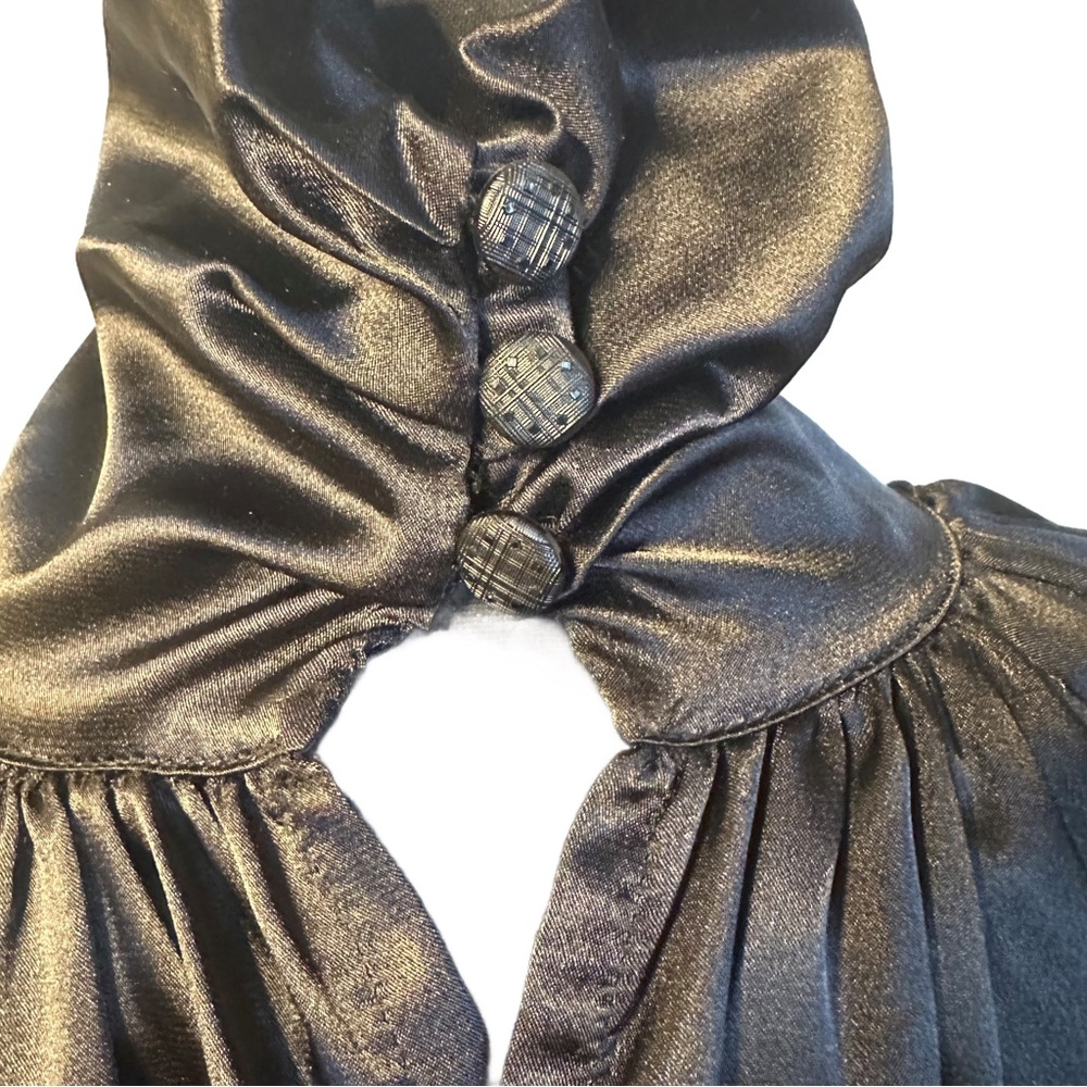 🖤Y2K Black Satin High-Neck Blouse | Adjustable Collar 🖤 - Picture 12 of 14